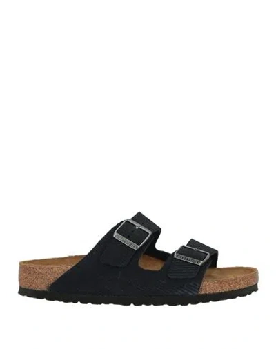 Birkenstock Man Sandals Midnight Blue Size 9 Leather In Black