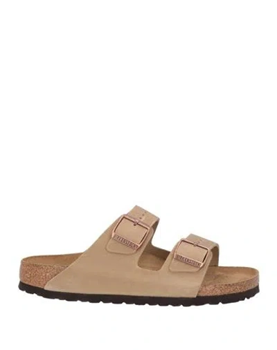 Birkenstock Arizona Woman Sandals Khaki Size 7 Leather In Neutral