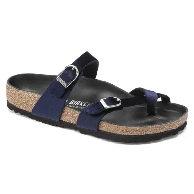 Pre-owned Birkenstock Mayari Big Buckle Velvet Sandal, Blue, Eu39 Us9-9.5, Wide Width