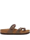 Birkenstock Double-strap Slide Sandals In Braun