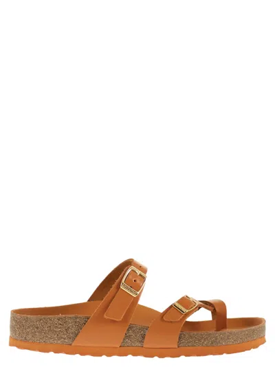 Birkenstock Mayari Hex Leather Sandal With Adjustable Double Strap In Orange
