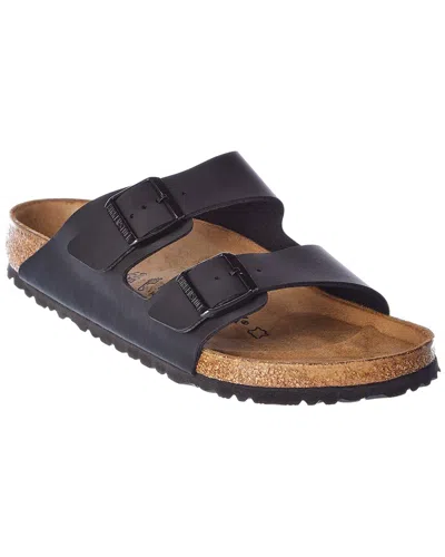 Birkenstock Arizona Bs Leather Slides With Buckle In Black
