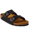 Birkenstock Arizona Wide Black Birko-flor Two Bar Mules In Black