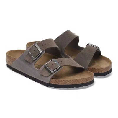 Birkenstock Men's Arizona Mixed Leather Sandal In Concrete Gray In Brown