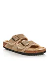 Birkenstock Men's Arizona Shearling Slip On Sandals In Beige