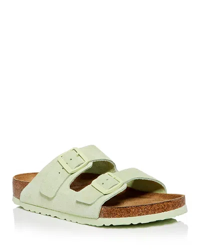 Birkenstock Arizona Logo-detailed Slides In Light Green