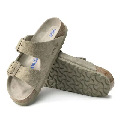 Birkenstock Men's Arizona Soft Foot Bed Sandal In Faded Khaki In Multi