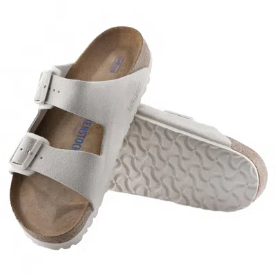 Birkenstock Men's Arizona Soft Footbed Suede Leather Sandals In Vintage White