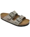 BIRKENSTOCK MEN'S ARIZONA SUEDE EMBOSSED DOTTED ADJUSTABLE SLIDE SANDALS FROM FINISH LINE