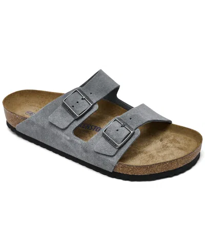 Birkenstock Men's Arizona Suede Leather Soft Footbed Sandals From Finish Line In Basalt Gray