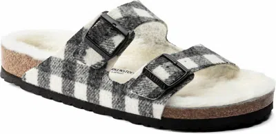 Birkenstock Men's Arizona Wool Shearling Sandal In Plaid White/natural In Multi