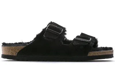 Pre-owned Birkenstock Men's  Arizona Shearling Suede Leather Sneakers In Black