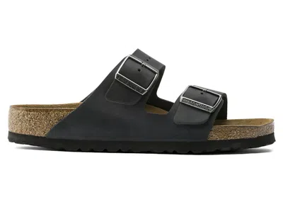 Pre-owned Birkenstock Men's  Arizona Soft Footbed Oiled Leather Sneakers In Black