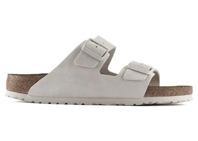 Pre-owned Birkenstock Men's  Arizona Soft Footbed Suede Sneakers In Antique White