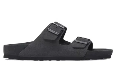 Pre-owned Birkenstock Men's  Arizona Suede Leather Sneakers In Charcoal In Gray
