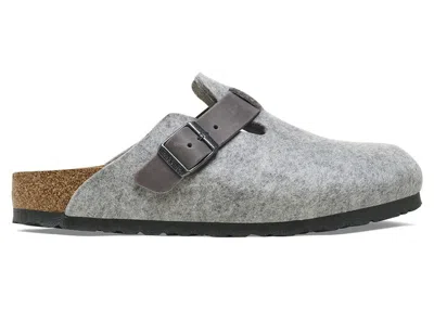 Pre-owned Birkenstock Men's  Boston Natural Leatherfelt Sneakers In Light Gray