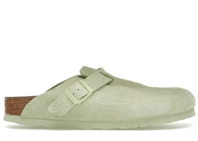Pre-owned Birkenstock Men's  Boston Suede Sneakers In Faded Lime In Green