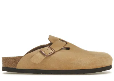 Pre-owned Birkenstock Men's  Boston Suede Sneakers In Latte Cream In Brown