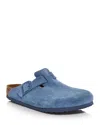 Birkenstock Boston Suede Clogs In Elemental Blue