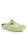 Birkenstock Boston Suede Clogs In Faded Lime