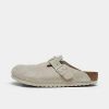 Birkenstock Stone Grey Boston Fur-lined Buckle Sandals In Multi