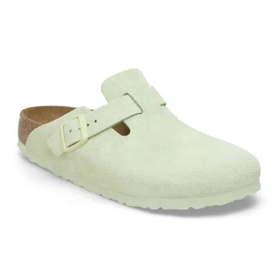 BIRKENSTOCK MEN'S BOSTON SOFT FOOTBED SUEDE LEATHER CLOSED TOE IN FADED LIME