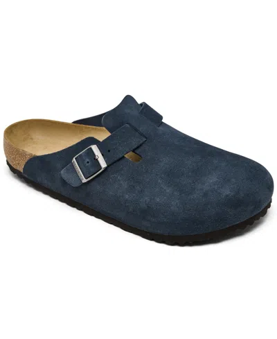 Birkenstock Men's Boston Suede Leather Birko-flor Clogs From Finish Line In Blue