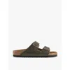 Birkenstock Oiled Leather Sandals With Adjustable Double Straps In Faded Khaki Oiled Leathe