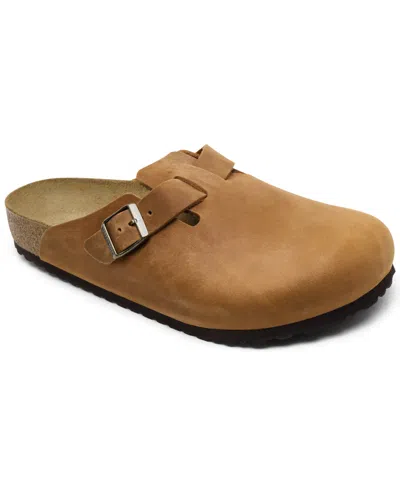 Birkenstock Men's Leather Boston Clogs From Finish Line In Brown