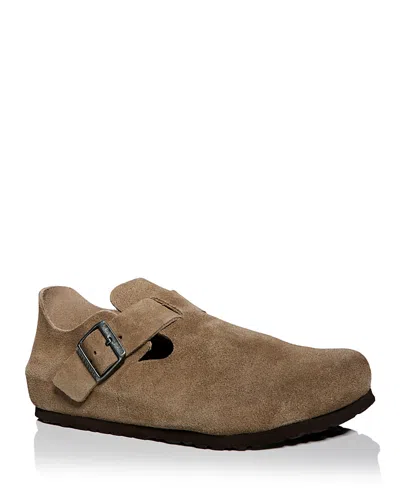 Birkenstock Men's London Suede Slippers In Taupe