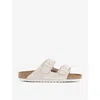 Birkenstock White Regular Arizona Soft Footbed Sandals In Suede Antique White