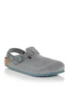 Birkenstock Dark Grey Suede Boston Slippers In Gray