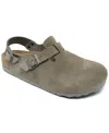 Birkenstock Mens Taupe Tokio Logo-embossed Flat Suede Clogs Eur 43.5 / 9.5 Uk In Gray