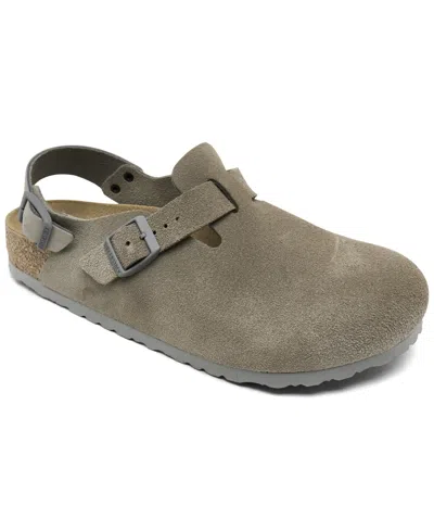 Birkenstock Mens Taupe Tokio Logo-embossed Flat Suede Clogs Eur 43.5 / 9.5 Uk