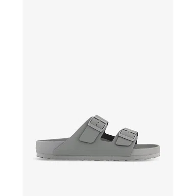 Birkenstock Mens Mineral Grey Arizona Exquisite Double-strap Flat Leather Sandals Eur 44.5 / 10.5 Uk