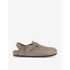 Birkenstock Mens Taupe Tokio Logo-embossed Flat Suede Clogs Eur 43.5 / 9.5 Uk In Taupe