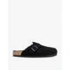 Birkenstock Mens Black Boston Logo-embossed Shearling-lined Suede Clogs In Black