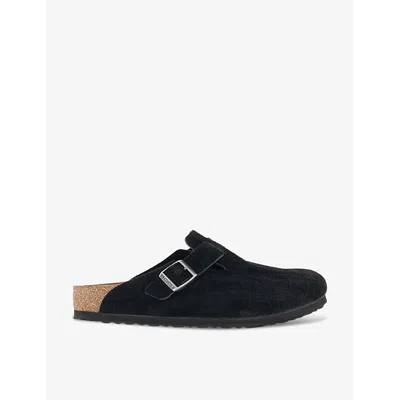 Birkenstock Boston Bs Mens Nubuck Slip On Clogs In Black