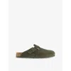Birkenstock Mens Thyme Suede Boston Logo-embossed Suede Clogs In Thyme Suede