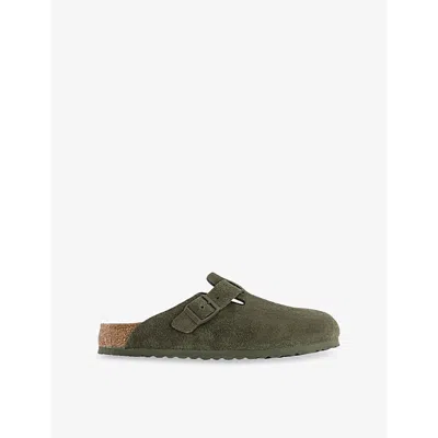 Birkenstock Mens Thyme Suede Boston Logo-embossed Suede Clogs