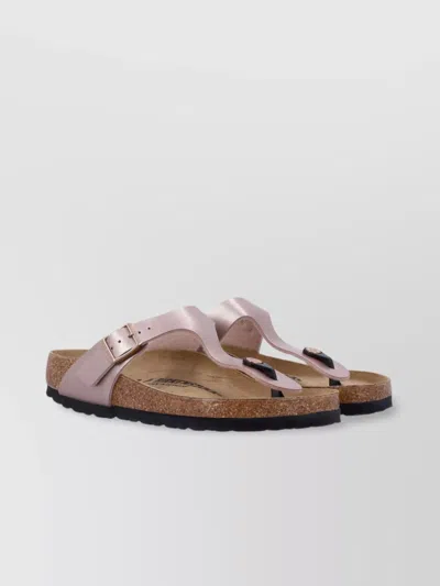 Birkenstock Metallic Buckle Cork Sole Sandals In Pink