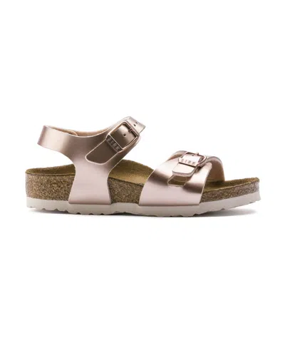 Birkenstock Metallic-effect Leather Sandals In Brown