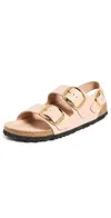 Birkenstock Milano Big Buckle High Shine Sandals In Beige
