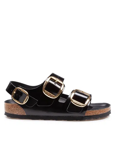 Birkenstock Milano Big Buckle I Lacquered Leather Sandal Color Bla In Black