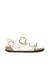 Birkenstock Milano Big Buckle Patent Leather Sandals In White