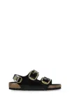 Birkenstock Milano Big Buckle I Lacquered Leather Sandal Color Bla In Black