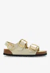 Birkenstock Milano Big Buckle Sandals In Cream