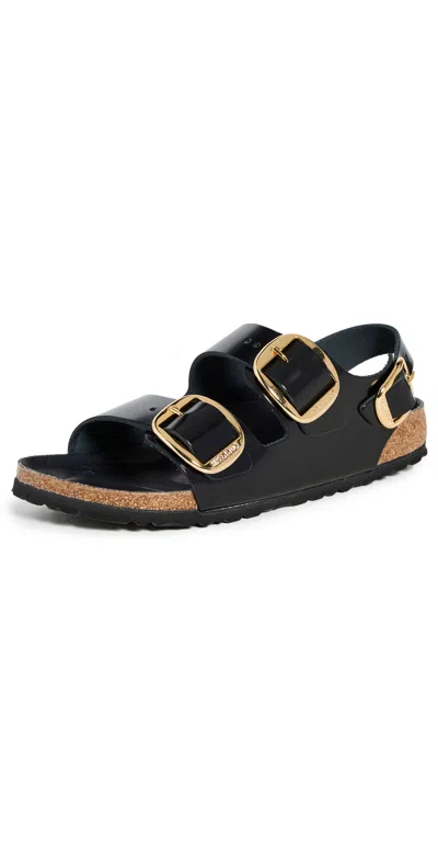 BIRKENSTOCK MILANO BIG BUCKLE SANDALS HIGH SHINE BLACK