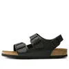 Birkenstock Amalfi Leather Soft Footbed Milano Sandals In Black