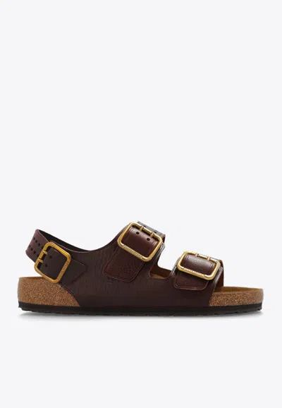 Birkenstock Milano Bold Buckle Sandals In Brown